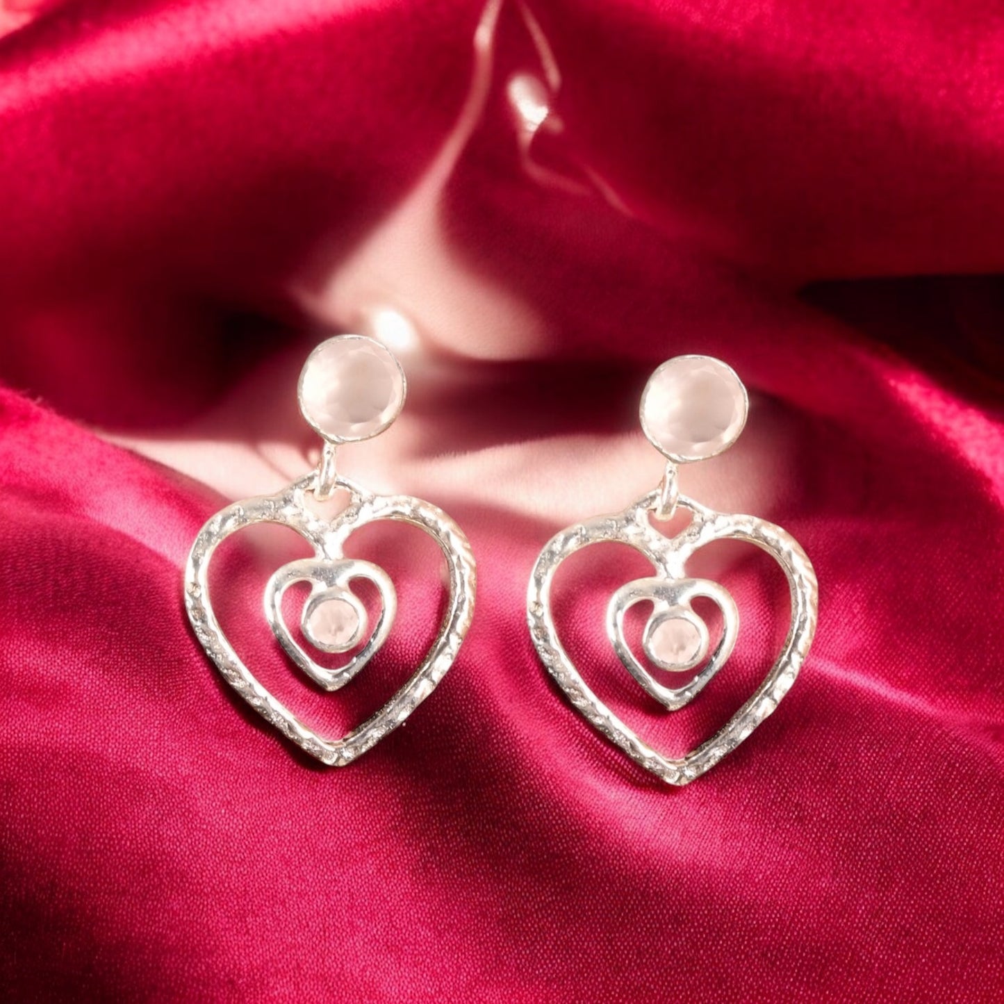 Rose Quartz Heart Charm Earrings