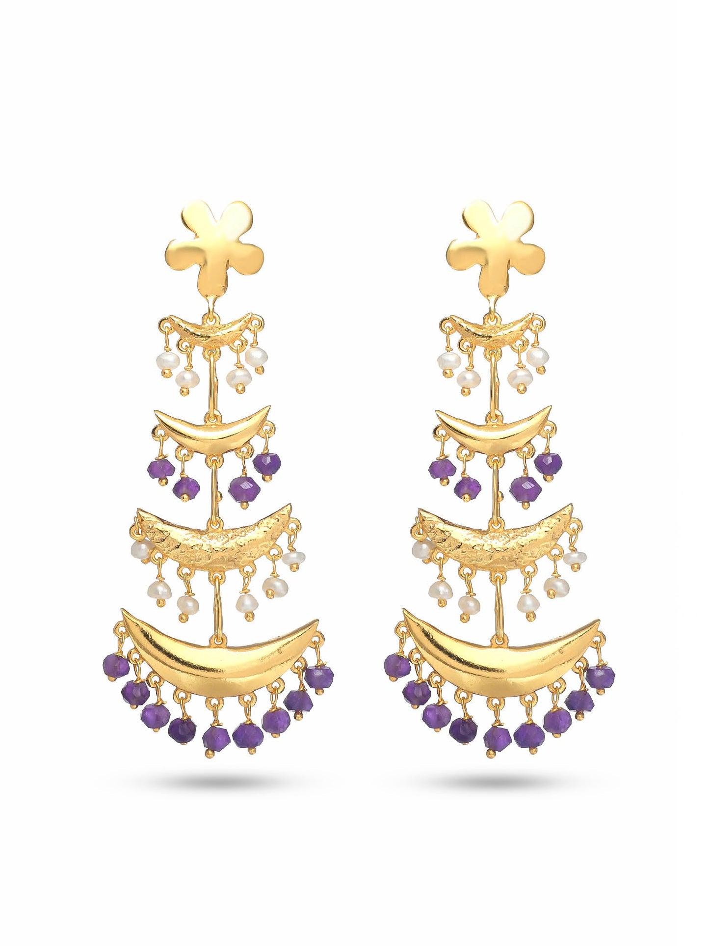 Floral Cascade AMETHYST+ PEARL
