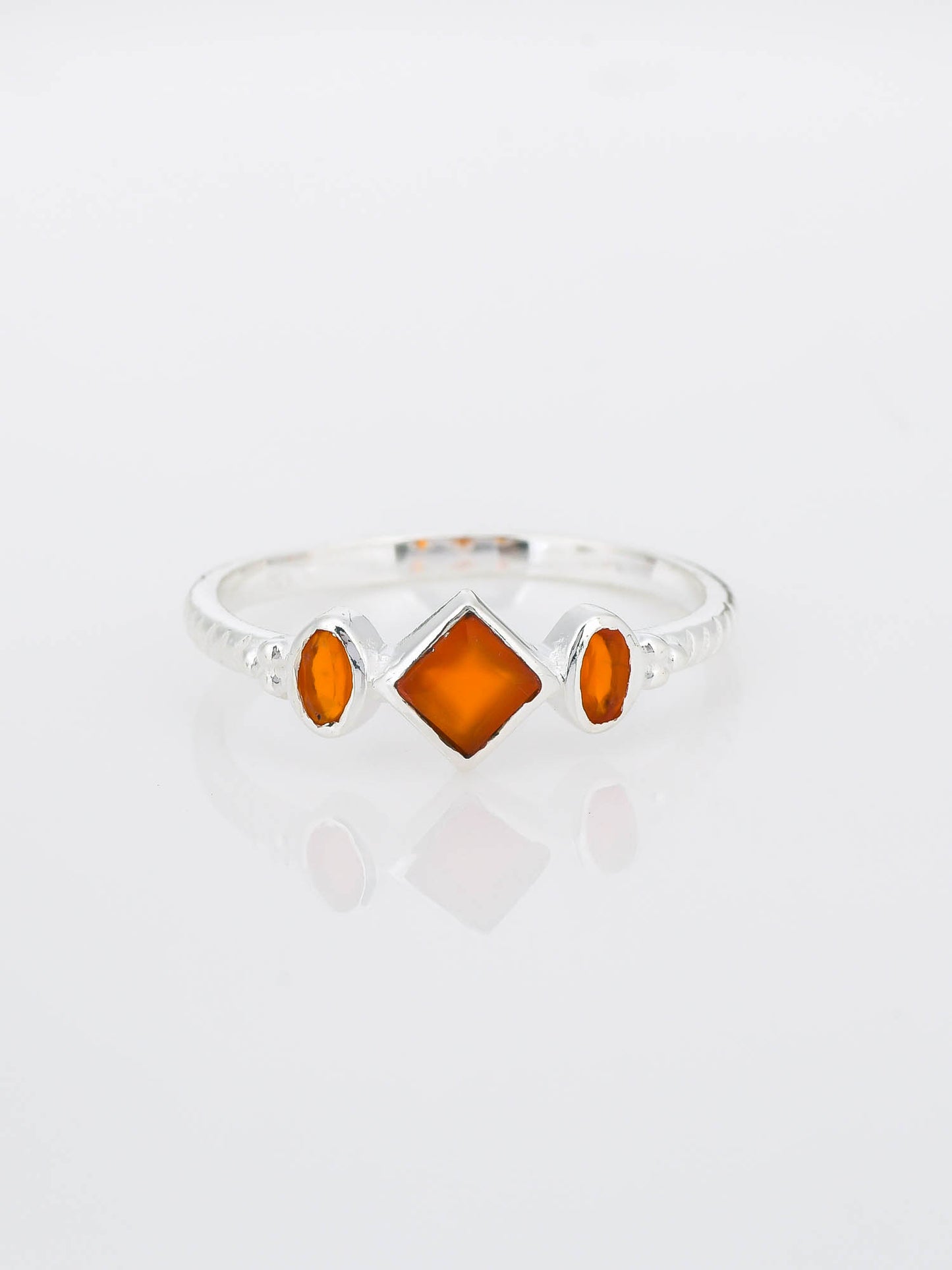 Silver Trillium Ring CARNELIAN