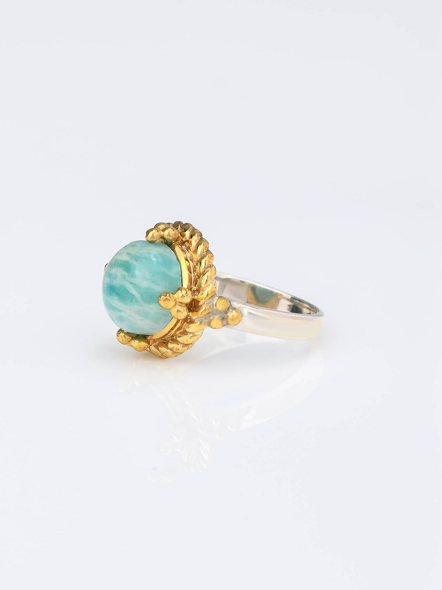 GILDED HALO AMAZONITE SILVER AND BRASS