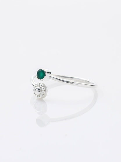 Adjustable Silver Blossom green onyx