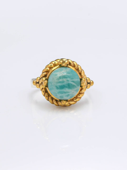 GILDED HALO AMAZONITE SILVER AND BRASS