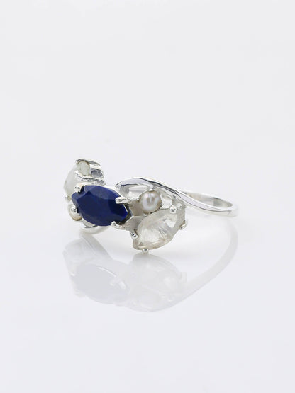 Elegance Cluster LAPIS+RAINBOW MOONSTONE+ PEARL